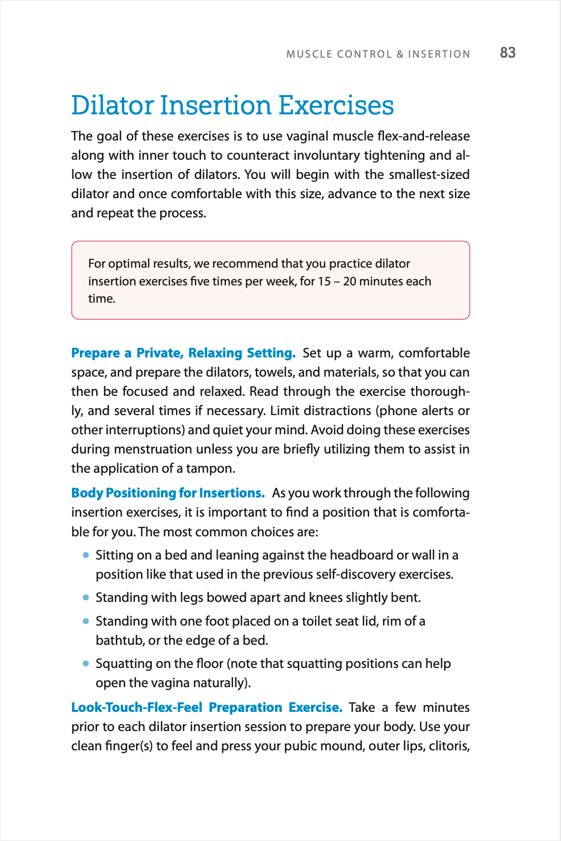 Completely Overcome Vaginismis page on dilator exercises